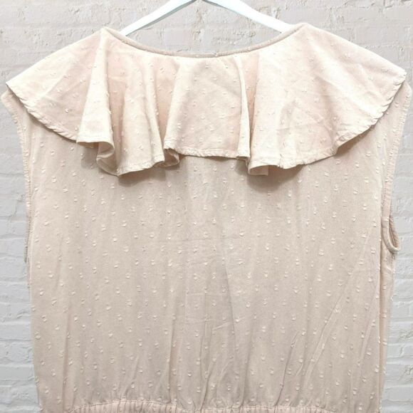 Roxy Cool Your Heart Romper 10 Blush Pink Swiss Dot Ruffle Tie Waist Shorts - Picture 5 of 15